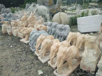 山東石雕廠家專業(yè)定制 大門口擺放石雕大象與小象的藝術(shù)與實(shí)用